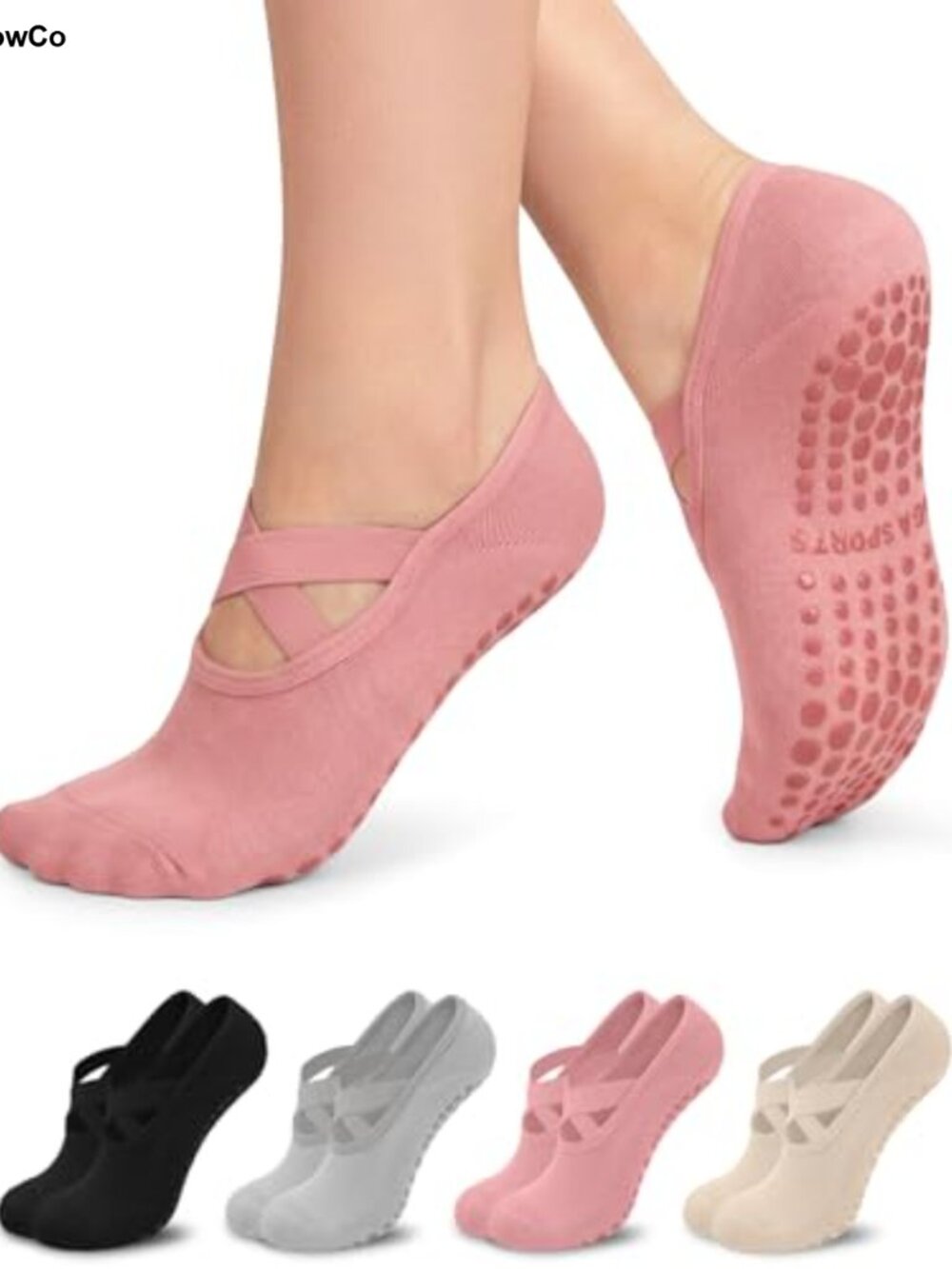 Pilates Socks for Women Non Slip Grip Yoga Barre Ballet Athletic Socks